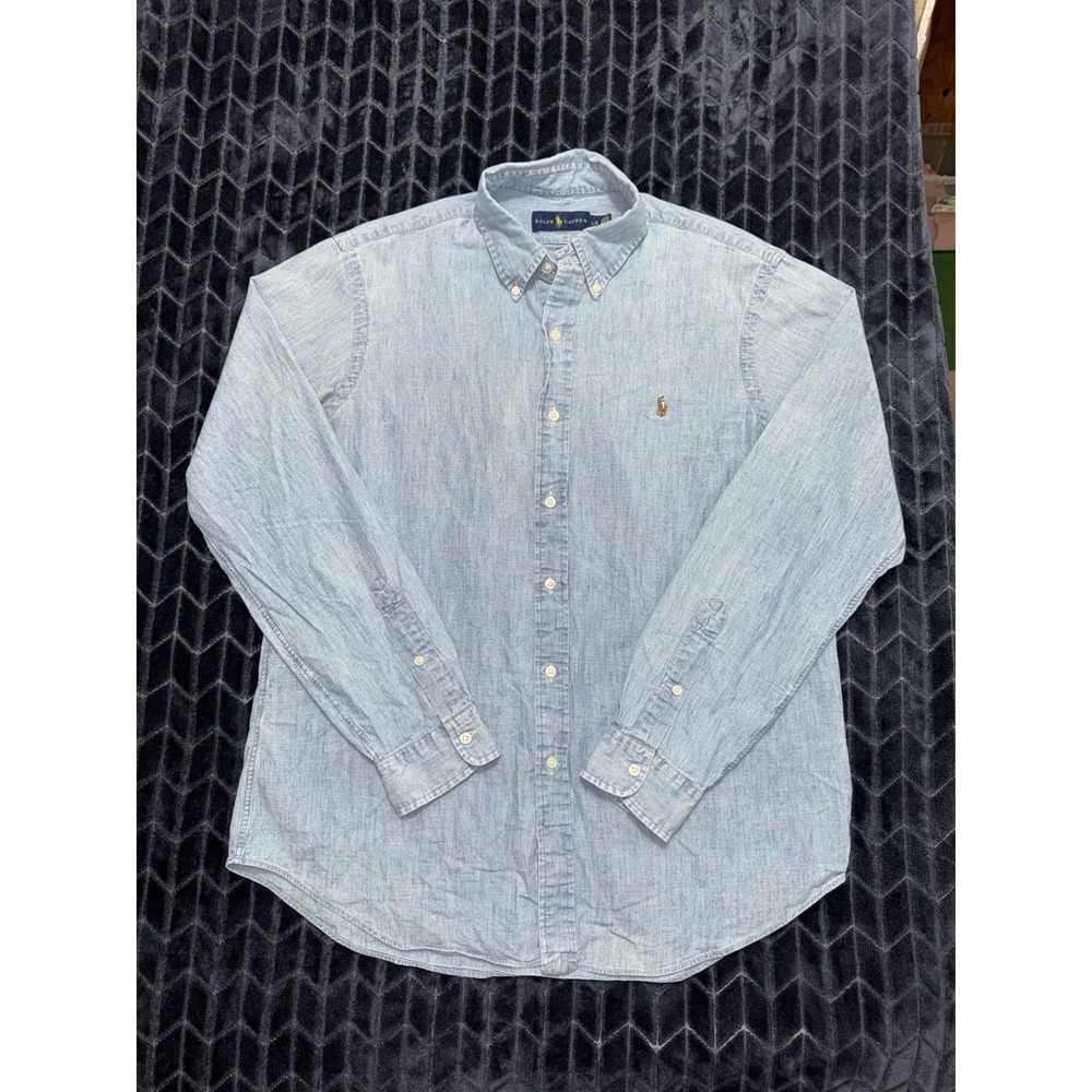 Polo Ralph Lauren Men's Blue Chambray Button Down Shirt Size Large